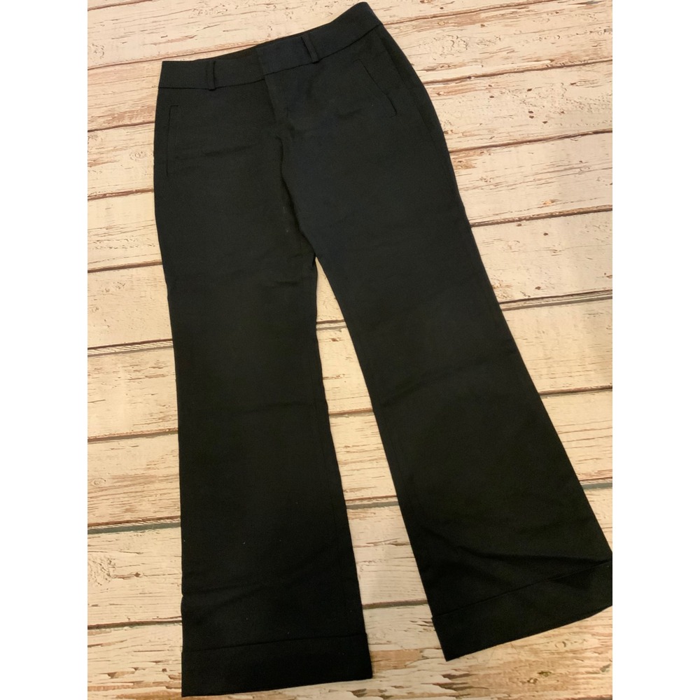 Banana Republic 718 Martin Fit Black Trouser Pants Petite 2P Stretch Cuffed Hem